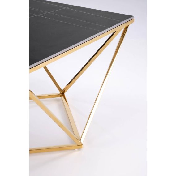 Luxusný konferenčný stolík FELICIA, zlatá/čierny mramor