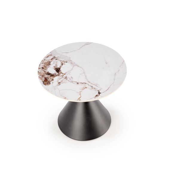 Konferenčný stolík okrúhly GORETTI S, čierna/biely mramor