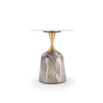Konferenčný stolík okrúhly ROSA, sivá/zlatá/sivý mramor 2
