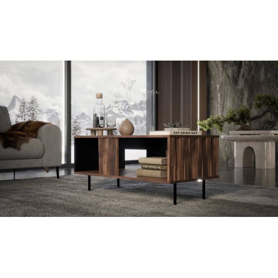 Konferenčný stolík SWING, orech/čierna