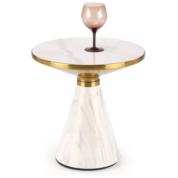 Konferenčný stolík okrúhly TALBI, biele/zlaté