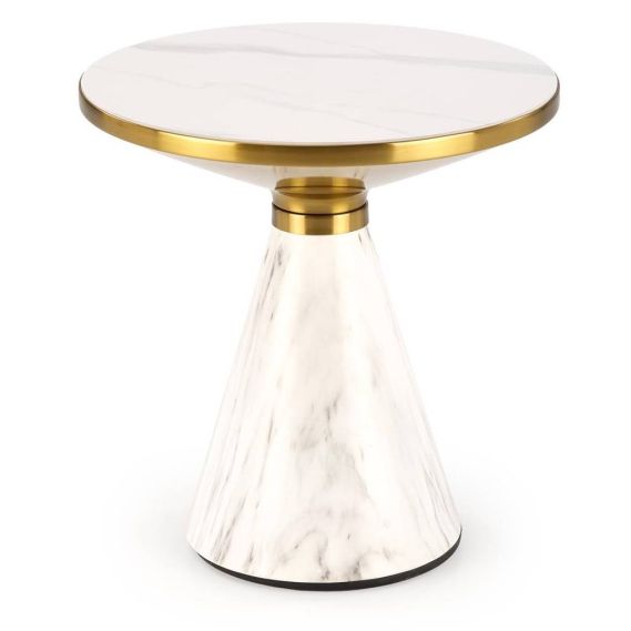 Konferenčný stolík okrúhly TALBI, biele/zlaté