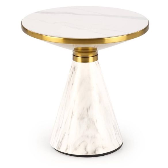 Konferenčný stolík okrúhly TALBI, biele/zlaté