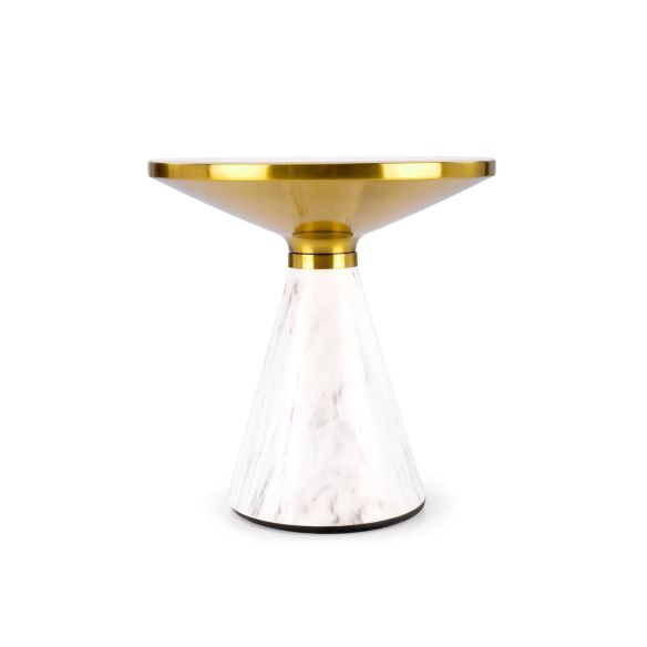 Konferenčný stolík okrúhly TALBI, biele/zlaté