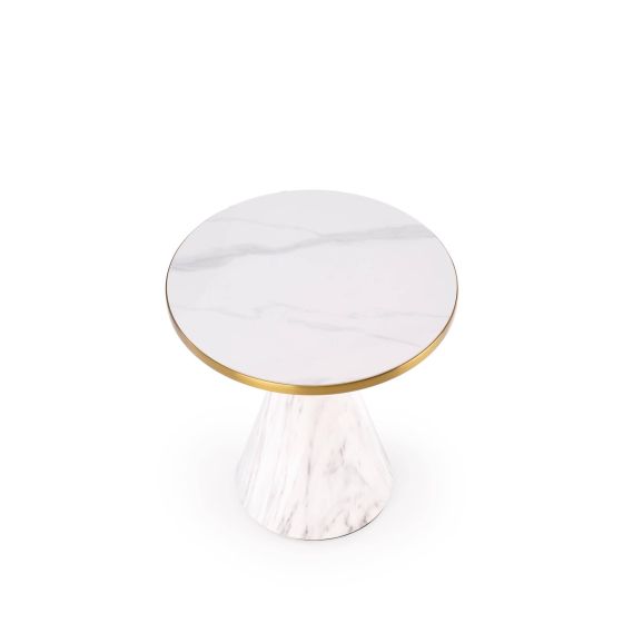 Konferenčný stolík okrúhly TALBI, biele/zlaté