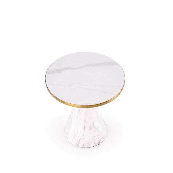 Konferenčný stolík okrúhly TALBI, biele/zlaté