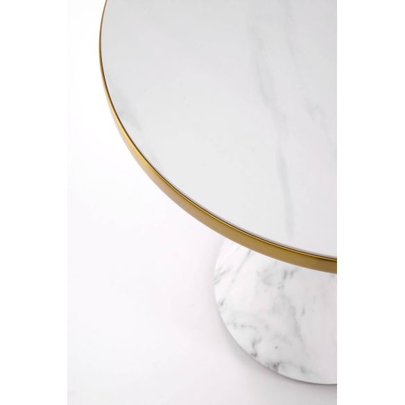 Konferenčný stolík okrúhly TALBI, biele/zlaté