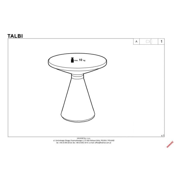 Konferenčný stolík okrúhly TALBI, biele/zlaté