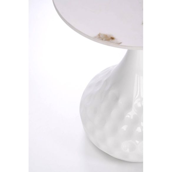 Konferenčný stolík okrúhly VERDE, biela/biely mramor