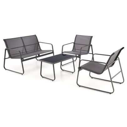 Záhradné sedenie CONOR 2+1+1, tmavo sivá/svetlo sivá