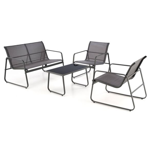 Záhradné sedenie CONOR 2+1+1, tmavo sivá/svetlo sivá