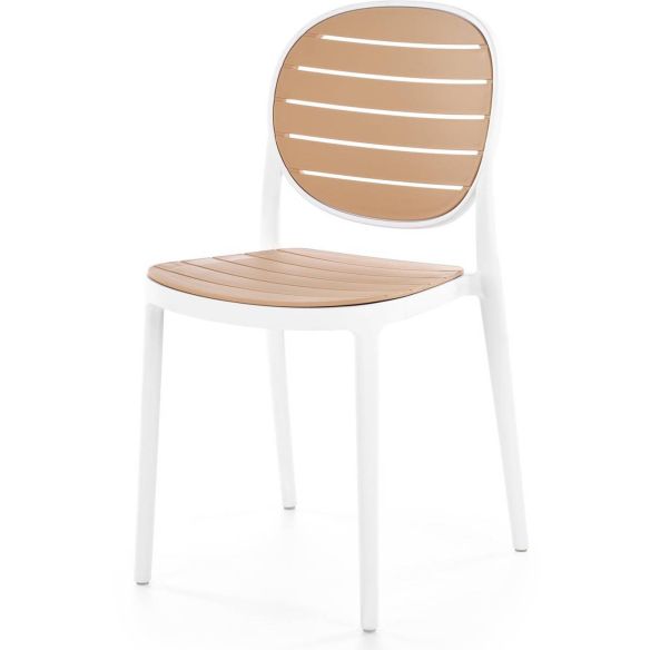 Záhradná stolička K-529, biela/prírodná