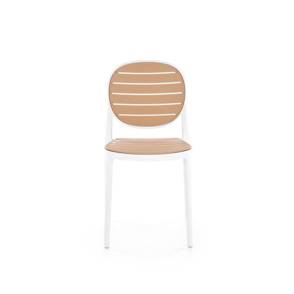 Záhradná stolička K-529, biela/prírodná