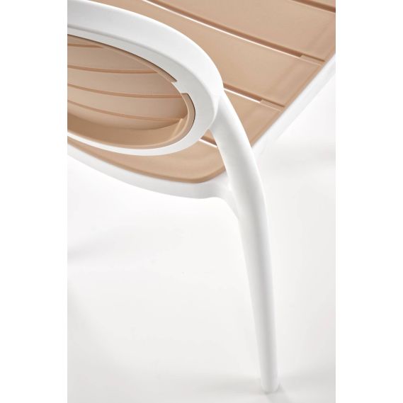 Záhradná stolička K-529, biela/prírodná