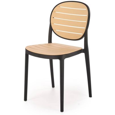 Záhradná stolička K-529, čierna/prírodná