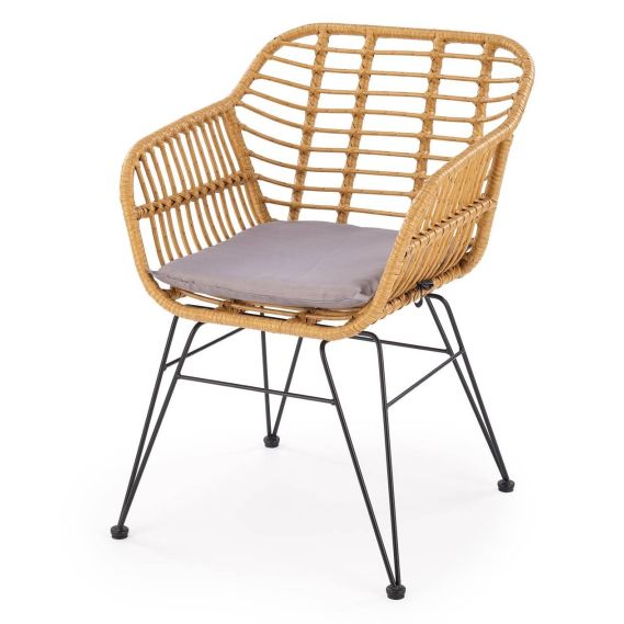 Záhradná stolička K-541, prírodná/sivá