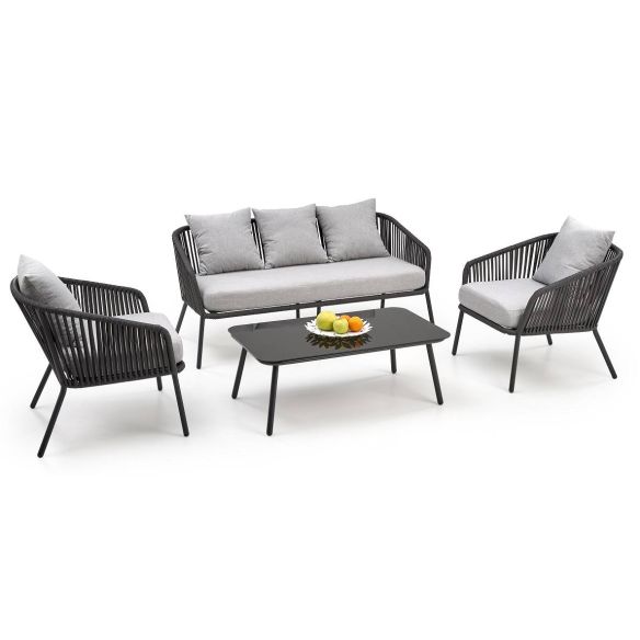 Záhradné sedenie ROCCA 3+1+1, tmavo sivá/svetlo sivá