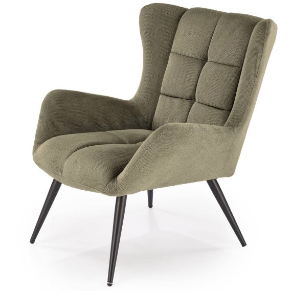 Kreslo ušiak BYRON, čierna/olivová vardo 74