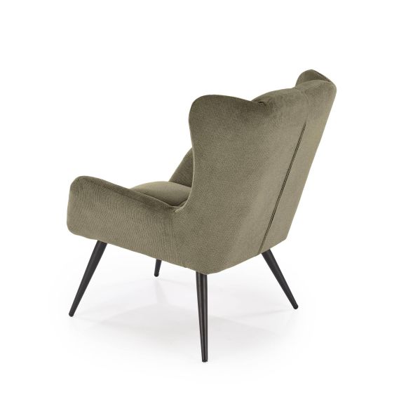 Kreslo ušiak BYRON, čierna/olivová vardo 74