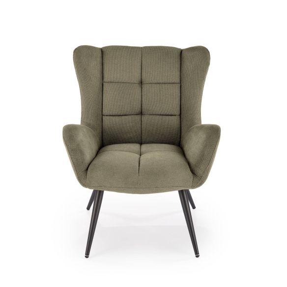 Kreslo ušiak BYRON, čierna/olivová vardo 74