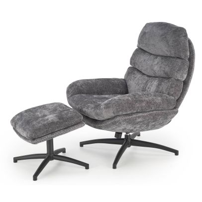 Relaxačné kreslo s taburetkou DARIO, sivé