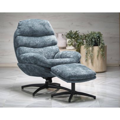 Relaxačné kreslo s taburetkou DARIO, modré 2