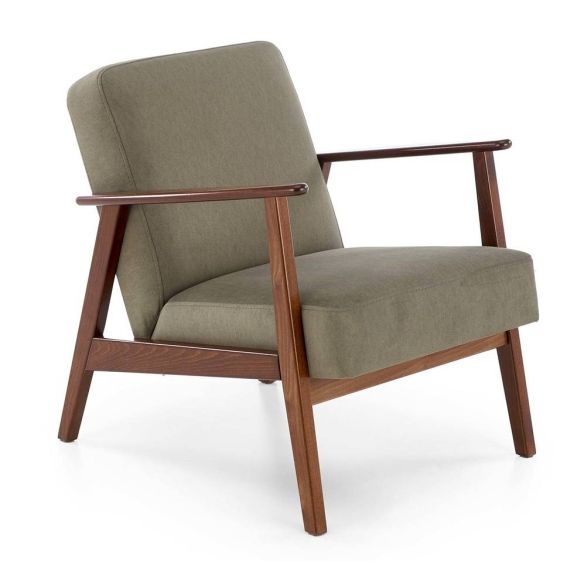 Kreslo do obývačky MILANO 1S, tmavý orech/olivová castel 39