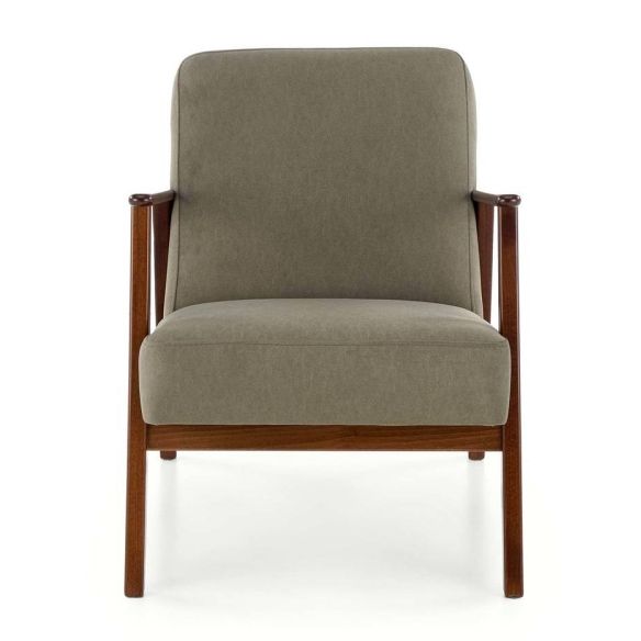 Kreslo do obývačky MILANO 1S, tmavý orech/olivová castel 39