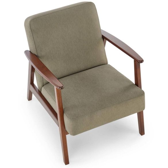 Kreslo do obývačky MILANO 1S, tmavý orech/olivová castel 39