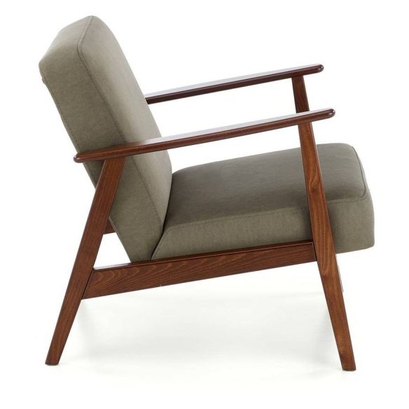 Kreslo do obývačky MILANO 1S, tmavý orech/olivová castel 39