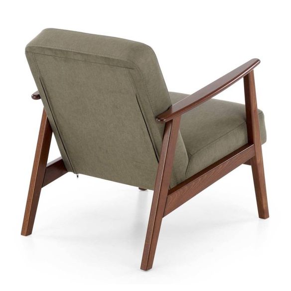 Kreslo do obývačky MILANO 1S, tmavý orech/olivová castel 39