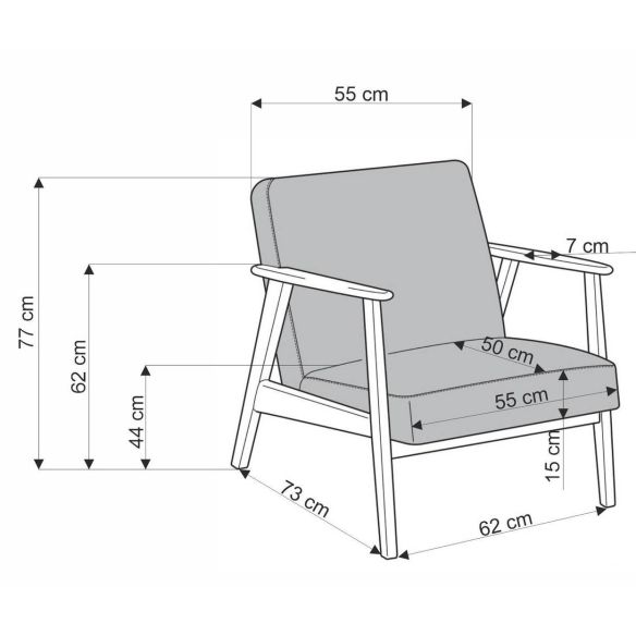 Kreslo do obývačky MILANO 1S, tmavý orech/olivová castel 39