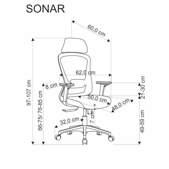 Ergonomická stolička SONAR, čierna