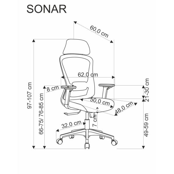 Ergonomická stolička SONAR, čierna