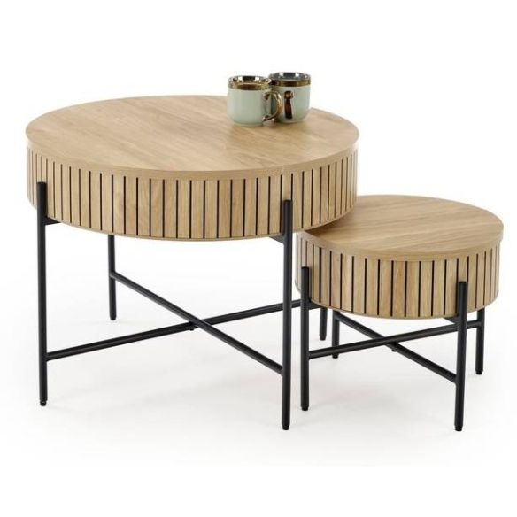 Set konferenčných stolíkov DANTE, čierna/dub natural