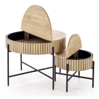 Set konferenčných stolíkov DANTE, čierna/dub natural 2