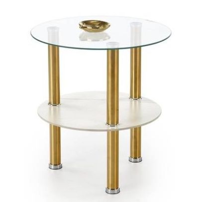 Konferenčný stolík DUCAT S, zlatá/biely mramor