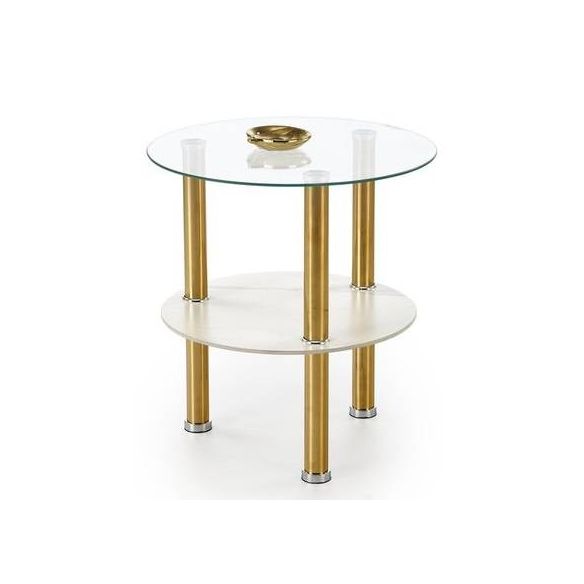 Konferenčný stolík DUCAT S, zlatá/biely mramor