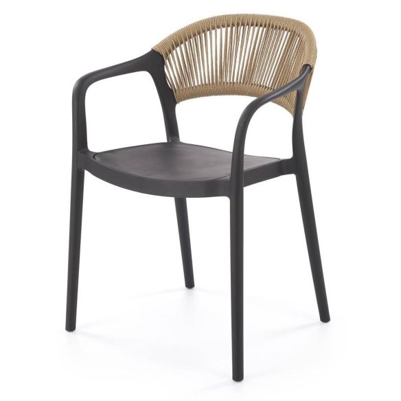 Záhradná stolička K-582, čierna/natural