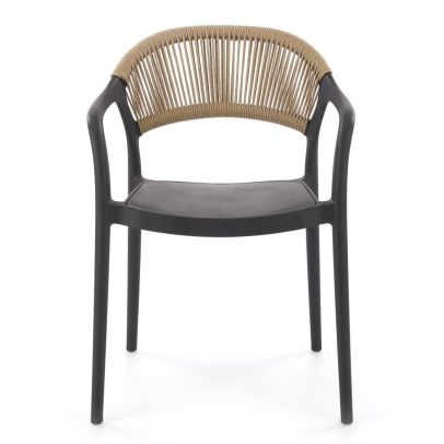 Záhradná stolička K-582, čierna/natural 2