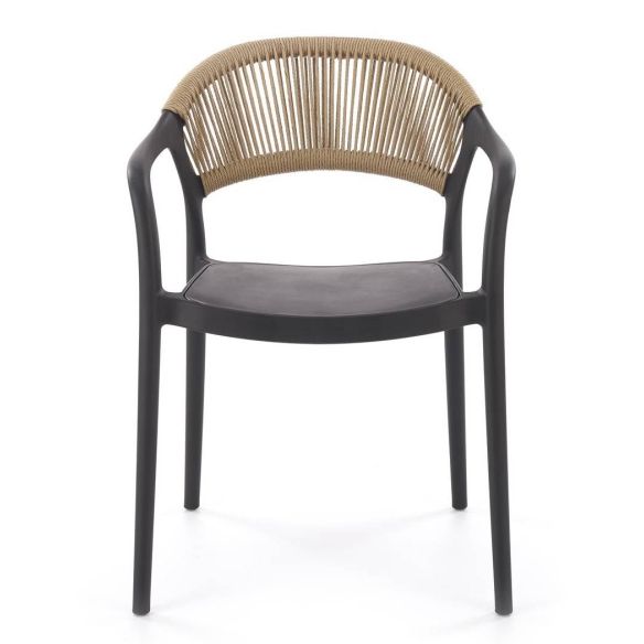 Záhradná stolička K-582, čierna/natural