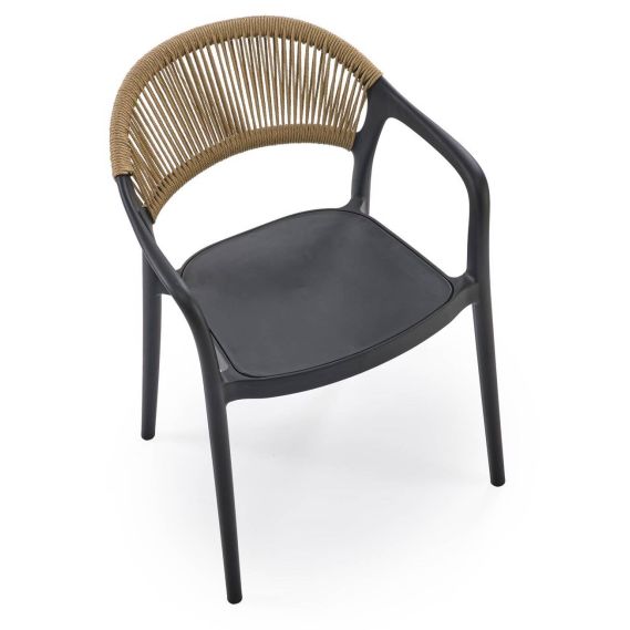 Záhradná stolička K-582, čierna/natural