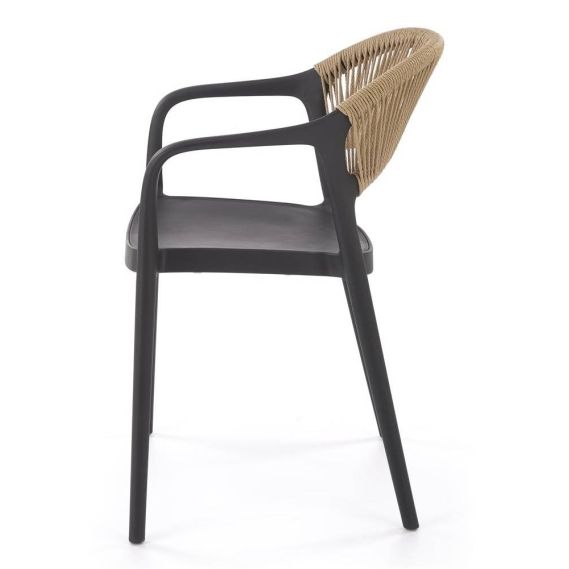 Záhradná stolička K-582, čierna/natural
