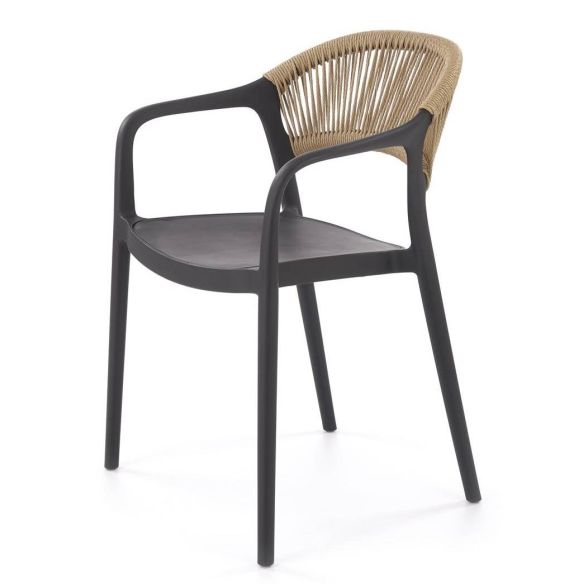 Záhradná stolička K-582, čierna/natural