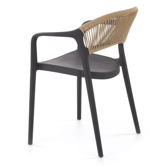 Záhradná stolička K-582, čierna/natural