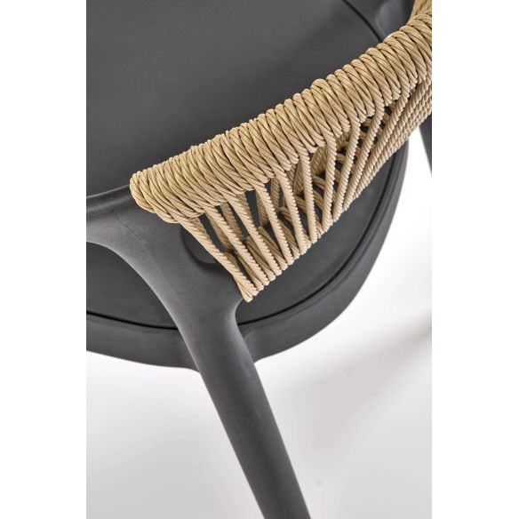 Záhradná stolička K-582, čierna/natural