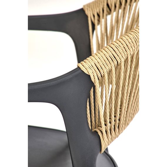 Záhradná stolička K-582, čierna/natural