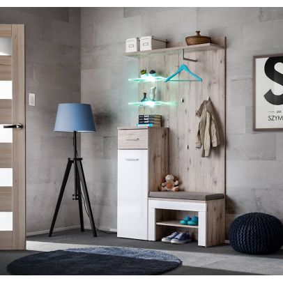 Vešiak na stenu GUSTAVO TYP H, dub wellington/béžová velvet 2