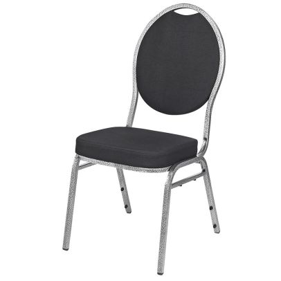 Banketová stolička HERMAN DELUXE, 520 čierna-strieborná/čierny velúr