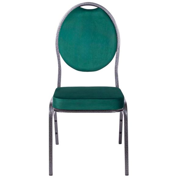 Banketová stolička HERMAN DELUXE, 540 čierna-strieborná/zelený velúr